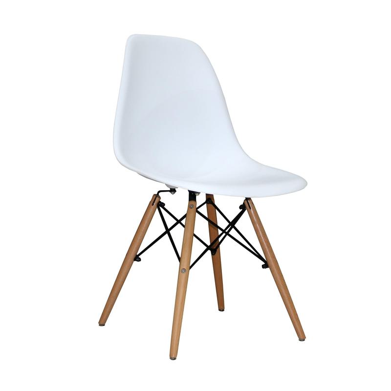 Стул для столовых Eames белый (пластик/металл/деревянные ножки)